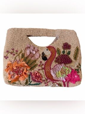 Flamingo Beaded Clutch/Crossbody